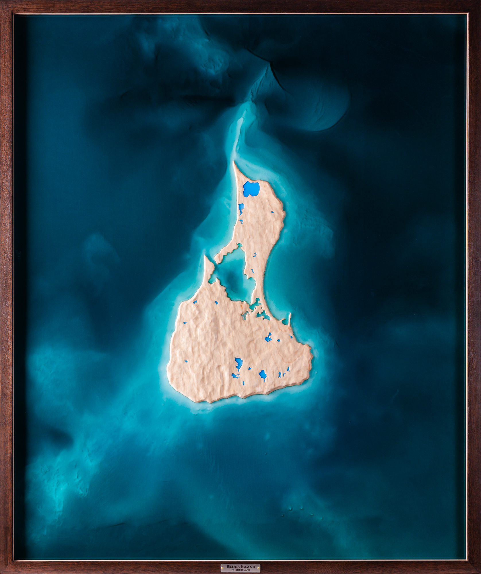 Block Island topographic art piece